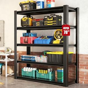 FOSTOKO Storage Shelves, 5-Tier Garage Shelving, Adjustable Heavy Duty Shelving Units, Metal Industrial Utility Organizer Storage Racks for Basement, Kitchen, Warehouse, Pantry,18" D×47.5" W×78" H