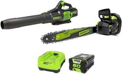 Greenworks 80V Axial Jet Blower & 18'' Chainsaw Combo, 2.0 Ah Battery and Charger Included