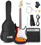 Electric Guitar and 40W Amp Beginner Kit - Max GIGKIT Sunburst S-Style Guitar Starter Set with Carry Bag, Tuner, Strap, Lessons & Accessories Included