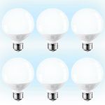 G25 Globe LED Light Bulb, 5W (40W Equiv.), Energy Star, Damp Location Available, 5000K Daylight Vanity Bulb for Pendant, Bathroom, Dressing Room Decorative Lighting, 3-Year Warranty, Pack of 6