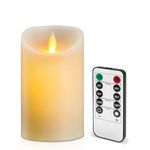 Lerelin Battery Candles, LED Candles Battery Operated with Timer, Pillar Flickering Flameless Candles with Remote Control for Household, Halloween, Christmas Gifts (7.5 x 12.5cm)