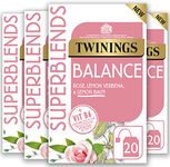 Twinings Superblends Balance Tea - Lemon Balm. Lemon Verbena, Rose Petals & Spearmint with Vitamin B6 - Hormone Balance for Women, 80 Biodegradable Tea Bags