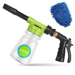 LOETAD Foam Gun Car Wash Foam Cannon with Car Wash Mitt 6 Levels of Foam Concentration, 3/8 inch Brass Connector Quick Connect to Most Garden Hose