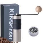 【Sliver】 KINGrinder K2 Straight Handle Manual Coffee Grinder with 140 Adjustable Grinding Levels for French Press, Drip, Espresso, 20-25g Capacity
