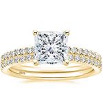 EAMTI 2CT 925 Sterling Silver Gold Bridal Ring Sets Princess Cut CZ Engagement Rings Promise Rings for her Wedding Bands for Women Size 5