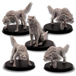 Fantasy Tabletop Gaming Set of Wolves for RPG Wargames – Paintable 28mm Scale Plastic Miniatures for Collectors and Gamers