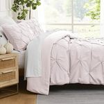 Southshore Fine Living, Inc. Pinch Pleated Pinktuck Boho Duvet Cover Bedding Set with Zipper and Corner Ties, Soft Cozy Bedspread 3-Piece with Two Matching Shams, Bone, King / California King