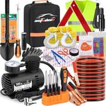 AUTODECO Car Emergency Roadside Assistance Kit with Jumper Cables Tire Inflator Automotive Kit for Car Vehicle