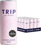 TRIP CBD Drink, Sparkling Elderflower Mint Fizzy Drink, Low Calorie, Vegan, Stress & Anxiety Relief (Pack of 24 x 250ml)