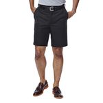 Haggar Men's Cool 18 Gabardine Hidden Expandable Waist Plain Front Short,Black,36