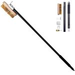 SOLEILLUNE Pizza Oven Brush with Stainless Steel Scraper Brass Bristles Pizza Stone Brush Detachable Swivel Head Adjustable 35 Inch Aluminum Long Handle Pizza Oven Tool Portable BBQ Bake Cleaning Tool