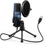 TONOR USB Microphone, Computer Cardioid Condenser PC Gaming Mic with Tripod Stand & Pop Filter for Streaming, Podcasting, Vocal Recording, Compatible with Laptop Desktop Windows Computer, TC-777