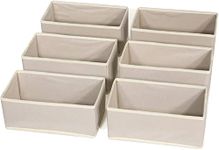 Meegoo Drawer Organizer, 6 Pack Foldable Closet Organizer and Storage Baskets Bins Linen Clothes Organizer, Dresser Drawer divider for Baby Clothing, Underwear, T Shirt, Bras, Socks (Beige)