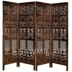 Zikrafts Wooden Partition Divider for Living Room | Wood Privacy Screen Divider for Studio | Office Divider Area | Wooden Screen Partition - Brown (Design-1, 6 feet 4 Panels)