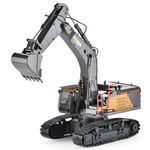 HNR 22 Channel 1:14 Remote Control Excavator Toy with Metal Shovel, Turns 680 Degree, RC Excavator, 2.4Ghz,Lighting Sound Effects Upgraded Charging for Kids, Automatic Digging,Sand Excavation