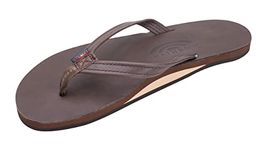 Rainbow Sandals Women's Single Layer Leather Sandal Narrow Strap, Mocha, 5.5-6.5