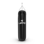 Liffo® Heavy Duty Black Boxing Punching Bag with Stainless Steel Hanging Chain 2,3,4 Feet Unfilled Synthetic Leather for (MMA,Kickboxing,Muay Thai,Taekwondo,Judo,Karate). Black (2FT)