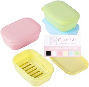 Quatish Soap Holder, Travel Soap Container with Lid, Portable Bar Soap Case, Leakproof Soap Box with Perforations, Soap Dishes for Traveling, Camping, Gym, 4 Pack (Pink+Blue+Green+Yellow)