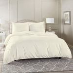 Duvet Cover - High Thread Count Premium Egyptian Cotton (1000 TC) - Queen Size 1 Piece Duvet Cover Elegant Ivory Solid Color Duvet Cover