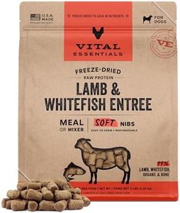 Vital Essentials Freeze Dried Dog Food, Raw Lamb & Whitefish Soft Nibs | Complete Meal or Topper | 99% Lamb, Whitefish, Organs & Bone | High Protein, Grain Free Dry Dog Food | 3 lb Bag
