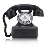 plplaaoo Retro Telephones Landline Prop,Vintage Telephone Decorative,Black Retro Wired Corded Landline Antique Telephone Ornament for Home And Office Decor Ornament Photograph Props