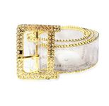 SYGA Women's PVC Clear Waist Belt with Square Diamond Alloy Buckle (Fits Waist Size 26-36)