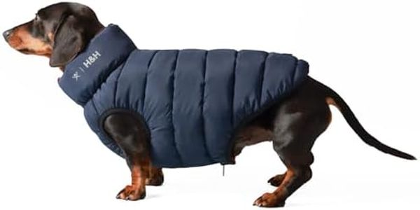 HUGO & HUDSON x Hackett Doudoune réversible pour Chien, Manteau d'hiver, Bleu Marine et Baie M40