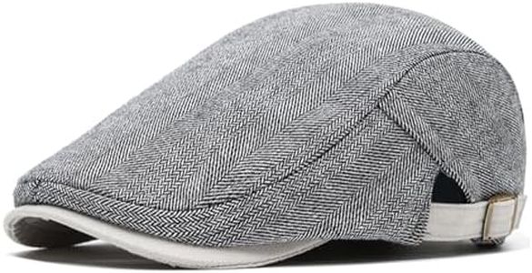meioro Men's Cotton Flat Cap Herringbone Tweed Newsboy Hat Adjustable Wool Blend Hats Gatsby Cabbie Ivy Caps(Light Grey)