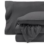 Bare Home Super Soft Fleece Sheet Set - Queen Size - Extra Plush Polar Fleece, Pill-Resistant Bed Sheets - All Season Cozy Warmth, Breathable & Hypoallergenic (Queen, Grey)