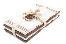 Sticky Toffee Cotton Terry Kitchen Dish Towel, Brown, 4 Pack, 28 in x 16 in