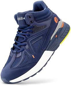 FitVille Wide Basketball Shoes for Men with Flat Feet Extra Wide High-top Sneakers with Ankle Support (10.5 Wide, Majolica Blue)