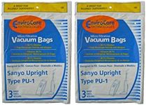 6 Sanyo Upright Pu-1 Vacuum Bags, Panasonic, Kenmore, LG Vacuum Cleaners, SC54A, SCA4, SCA41, SCA42, SCA4A, VU5545-65