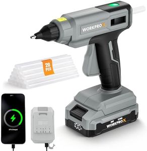 WORKPROX Cordless Hot Glue Gun, 90min Runtime, 20V Rechargeable Full-Size Glue Gun Kit with 20pcs Glue Sticks, 2Ah Battery, USB-C Charging Cord, Smart Power-Off for DIY Crafts, Repair, School Projects