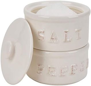 Vintage Ceramic Salt and Pepper Shaker Set Condiments Cellar Stacking Bowls With Lid