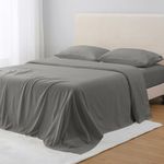 GOKOTTA Queen Sheet Set, Ultra-Soft Queen Bed Sheets, 16" Deep Pocket Bedding Sheets & Envelope Pillowcases, 100% Double Brushed Microfiber-Wrinkle, Tear and Fade Resistant(Queen,Grey)