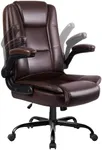 LEMBERI Flip-up Arms Office Desk Chair Big and Tall Managerial Executive Chair, High Back Computer Chair Ergonomic Adjustable Height PU Leather Chairs with Armrest for Long Time Sitting