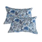 Trance Home Linen 200 TC Cotton Printed Pillow Covers | Pillow Cases | Set of 2 Piece Pillow Covers only |Large Size (20 X 30 inch, Malhaar Sapphire)