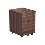 Office Hippo Heavy Duty 2 Drawer (1 for Filing) Mobile Pedestal Filing Cabinet, File Cabinet, Office Cabinet with Anti-Tilt Mechanism & Lockable Office Storage, 5 Year Wty - Dark Walnut