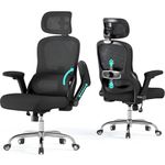 Veratric Ergonomic Office Chair - 400lbs High Back Mesh Desk Chair for Big and Tall People, Heavy Duty Computer Chair with Lumbar Support & 3D Headrest, Task Chair for Home Office & Gaming (Black)