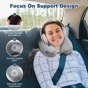 kierain Memory Foam Travel Pillow – Gray Neck Support Cushion