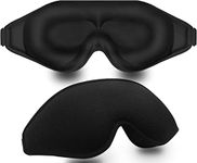 3D men's and women's sleep mask, comfortable dark contour shading mask, can protect eyelash extension, adjustable shoulder strap is suitable for sleep, flight, travel, yoga, lunch break sleep mask. (black)