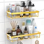 Moforoco Shower Caddy Shelf Organizer Rack, Self Adhesive Black Bathroom Shelves Basket, Home Farmhouse Wall Inside Organization and Storage Decor Rv Accessories, First Camper Apartment Essentials