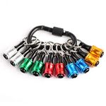 Katerk Portable 10pcs Bit holder Keychain Light Weight 1/4 inch Hex Shank Drill Screw Adapter Quick-change Screwdriver Electrician Tools Organizer