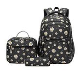 3Pcs Daisy Prints Backpack for Girls Bookbag set Primary School Daypack Elementary Students Knapsack with Lunch Box