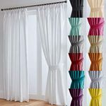 John Aird Luxury Faux Silk Fully Lined Pencil Pleat Curtains With Matching Tie Backs (White, 117cm Width x 137cm Drop (46"x 54")