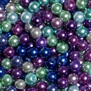 TOAOB 500 Pezzi Perle Decorative Vetro 6 mm Finte Perline Colorate Rotondo Beads con Fori per Bigiotteria Gioielli Braccialetti Fai Da Te Collane Artigianato Decorazione