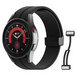 MoKo Straps Compatible with Samsung Galaxy Watch 7 FE 6 5 4 Strap 40mm 44mm/Watch 6 Classic 43mm 47mm/Watch 5 Pro 45mm/Watch 4 Classic 42mm 46mm, No Gap Magnetic Clasp Silicone Band, Black