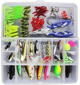 Docooler 73/101 /132/232 Pcs Fishing Lures Mixed Hard Baits Soft Baits Popper Crankbait VIB Topwater Floating Fishing Lures Hooks Kit (101 PCS)