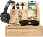 Dad Gifts - Wood Phone Docking Station- Birthday Gifts for Men- Bedside Table Organiser, Charging Station for Mobile Phone, Sunglasses, Wallet, Watch, Keys by EcoLeafy, Australian Owned