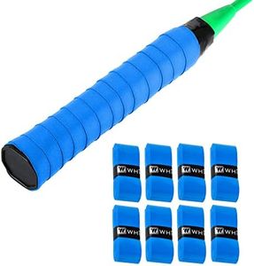 8pcs Tennis Racket Grip Tape Outdoor Tape Handle Antiskid Badminton Accessories Racquet Band Grips Protector (Blue)